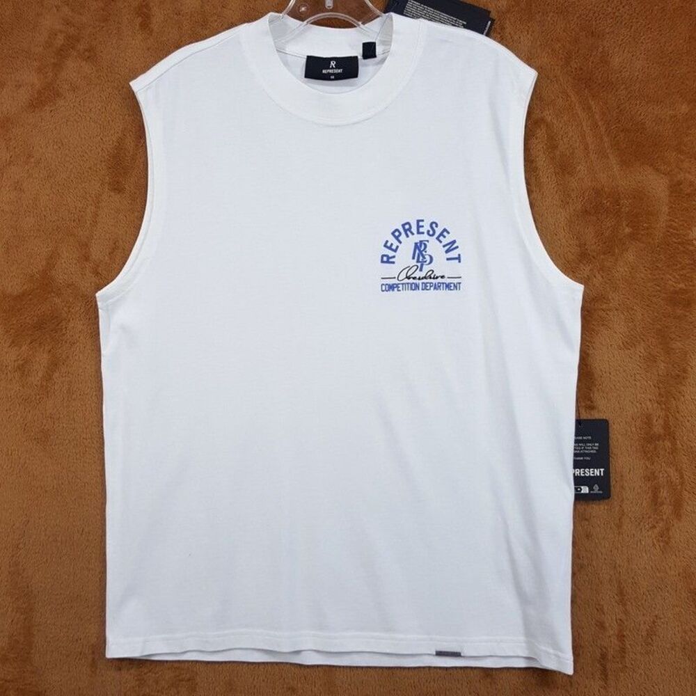 Represent Shirt Mens Large White Crew Graphic Cut Off Sleeveless Tank Tee